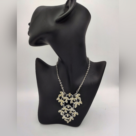 VINTAGE Signed Emmons Runway Convertible Necklace & Brooch W/Yellow Rhinestones - Picture 1 of 10